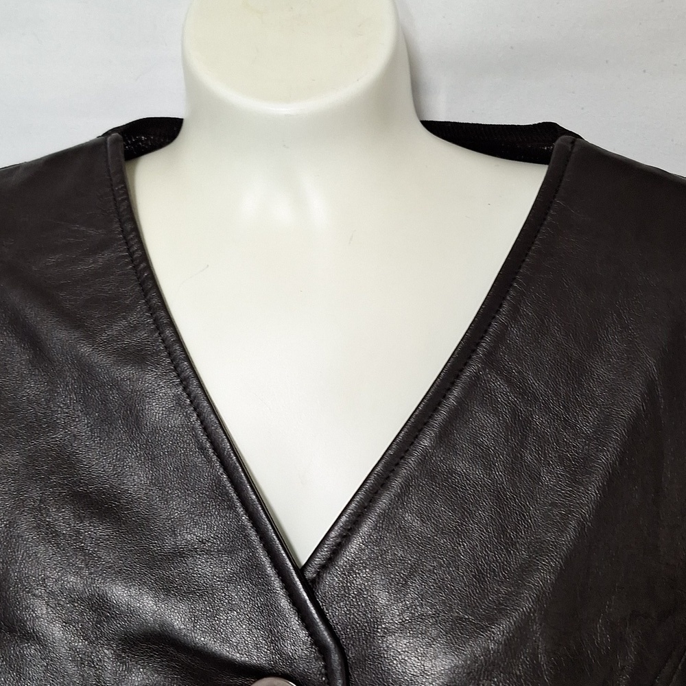 Anne Klein Sweater Jacket Genuine Leather Button Down - Picture 7 of 10